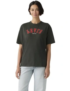 Graphic Tabor T-shirt in Rhinestone Pirate Black