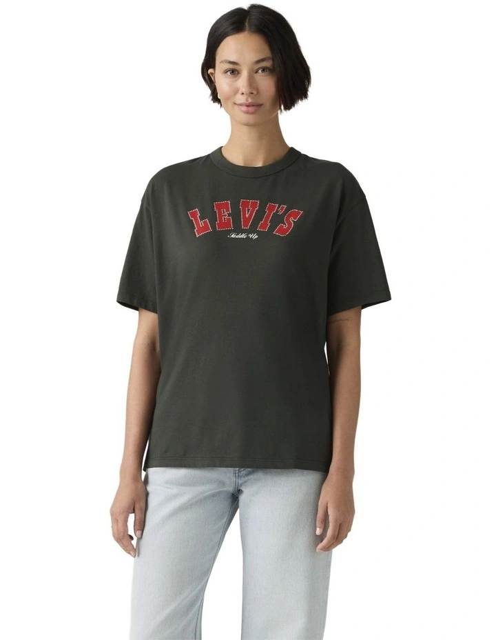 Graphic Tabor T-shirt in Rhinestone Pirate Black image 1