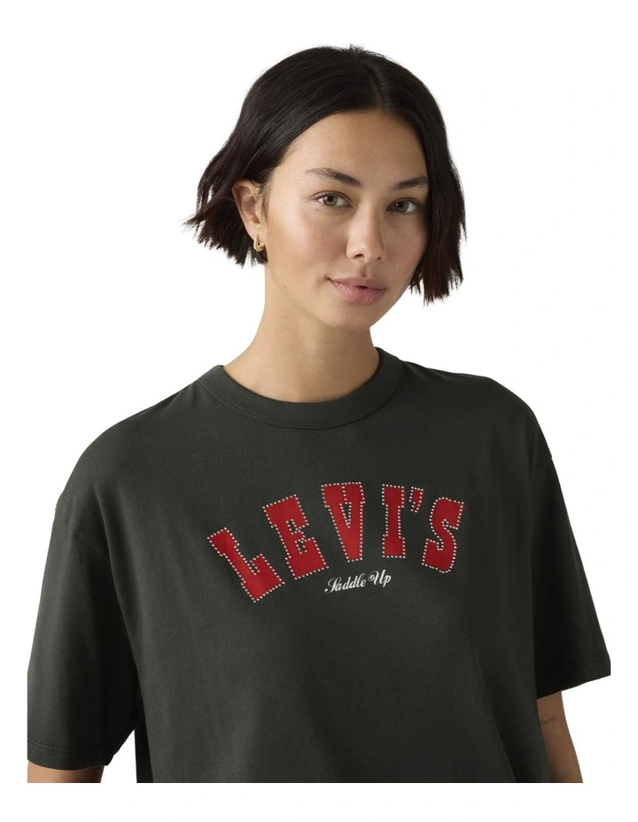Graphic Tabor T-shirt in Rhinestone Pirate Black image 3