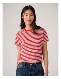 Favourite Cotton Tee in Bliss Stripe True Red