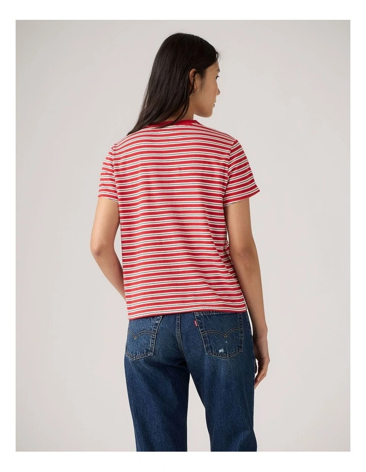 Favourite Cotton Tee in Bliss Stripe True Red image 2