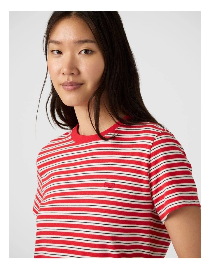 Favourite Cotton Tee in Bliss Stripe True Red image 3