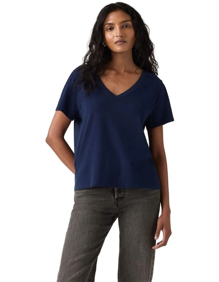 Favorite Cotton V-Neck Tee in Peacoat image 1
