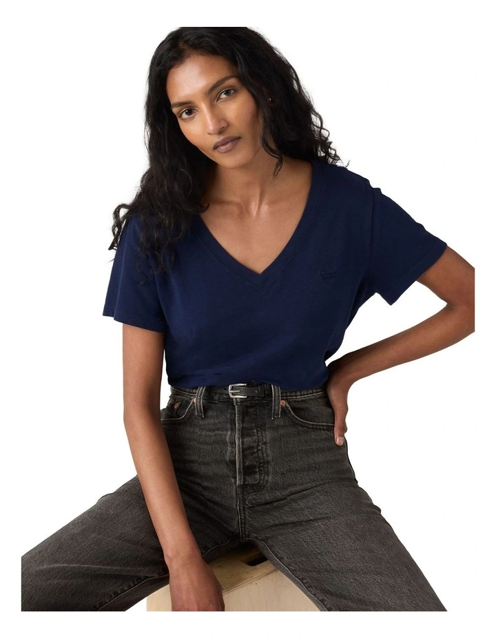 Favorite Cotton V-Neck Tee in Peacoat image 3