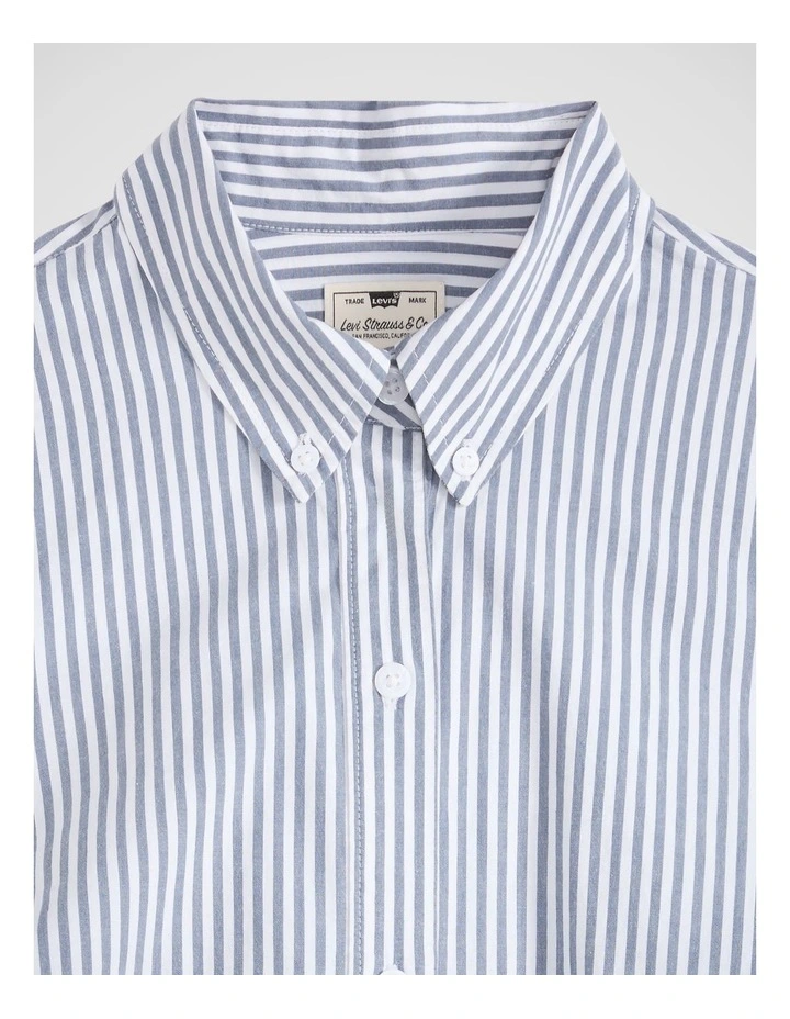 Slim Poplin Shirt in Hadley Stripe Vintage Indigo image 5