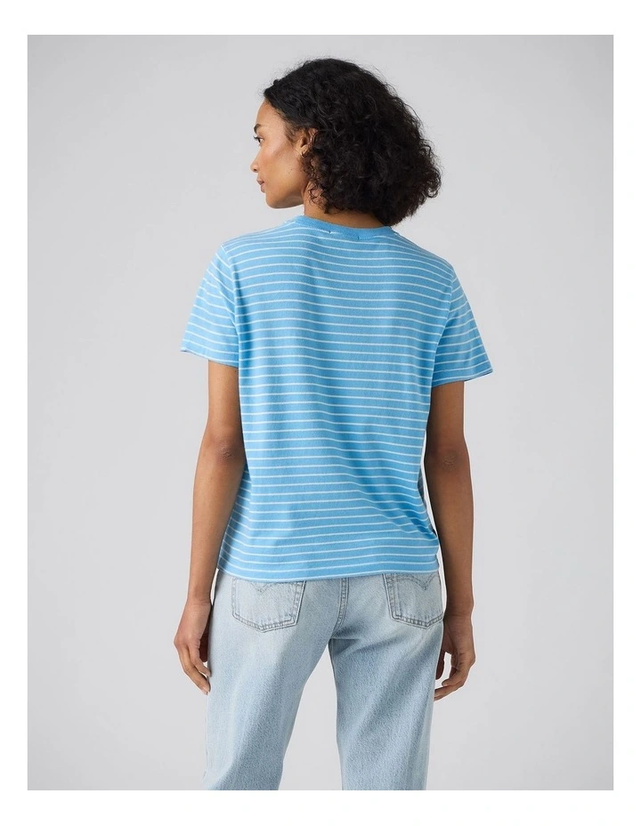 Favourite Cotton Tee in Golf Course Stripe in Alaskan Blue image 2