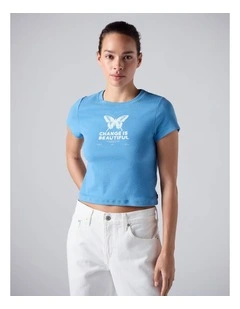 Graphic Essential Baby Tee in Change Is Beautiful Parisian Blue