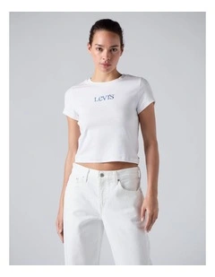 Graphic Essential Baby Tee in Emb Club Logo Bright White