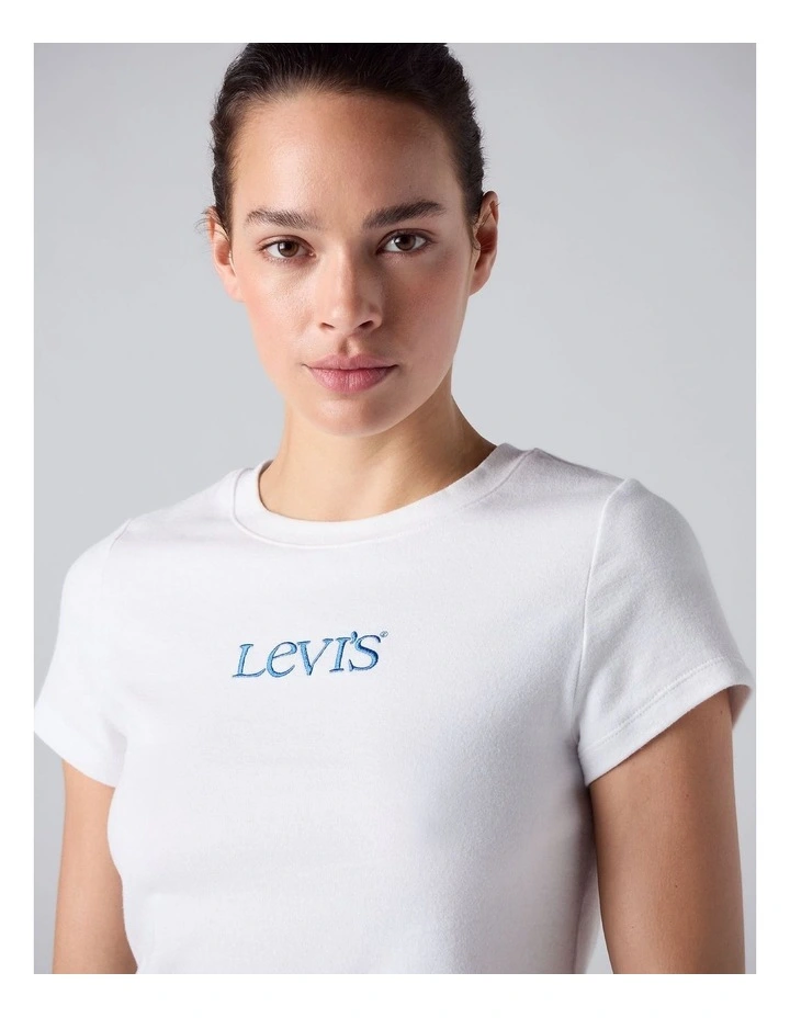 Graphic Essential Baby Tee in Emb Club Logo Bright White image 3
