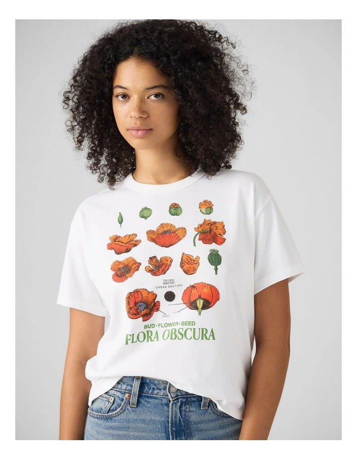 Graphic Vintage Short-Sleeve Tee in Flora Obscura Bright White image 3