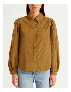 Journey Corduroy Western Shirt in Tobacco Brown