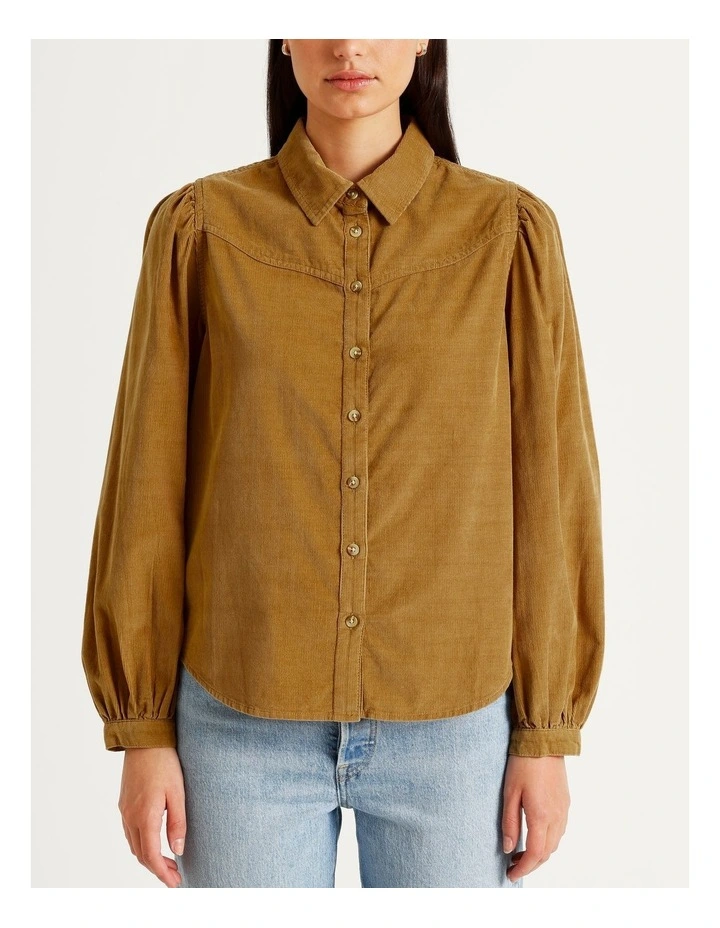 Journey Corduroy Western Shirt in Tobacco Brown image 1