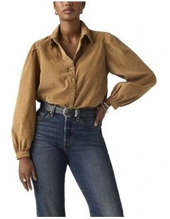 Journey Corduroy Western Shirt in Tobacco Brown