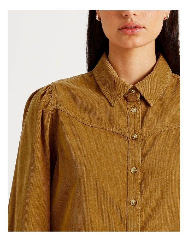 Journey Corduroy Western Shirt in Tobacco Brown image 2