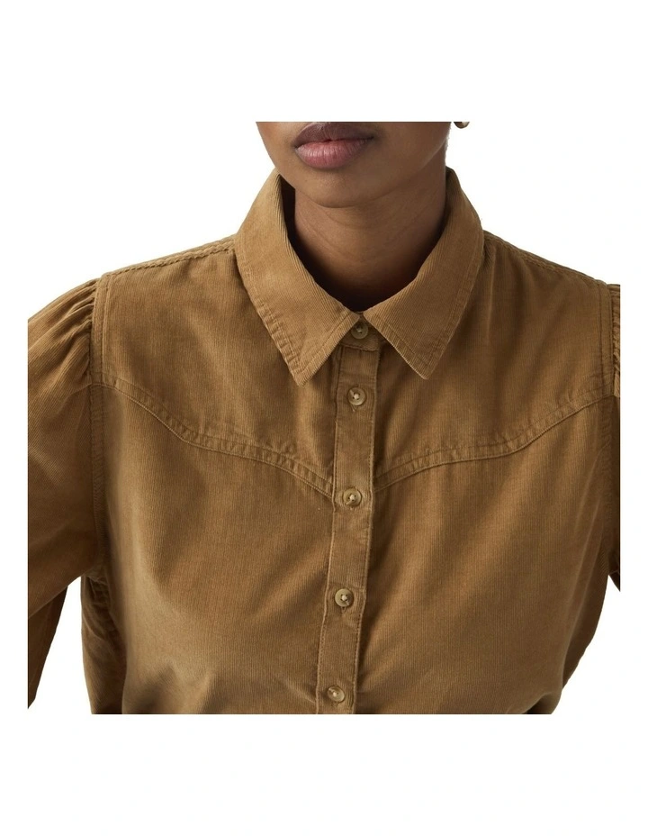 Journey Corduroy Western Shirt in Tobacco Brown image 3
