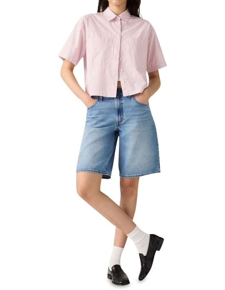 Harlie Short-Sleeve Cropped Shirt in Peachskin image 4