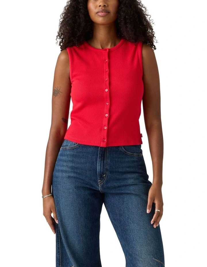 Rory Button-Up Shirt in True Red image 3
