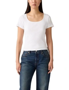 Essential Square Neck Tee in Bright White