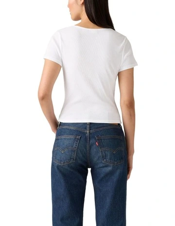 Essential Square Neck Tee in Bright White