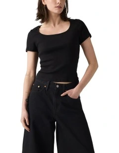 Essential Square Neck Tee in Anthracite Night