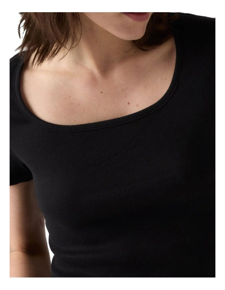 Essential Square Neck Tee in Anthracite Night image 3