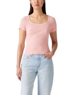 Essential Square Neck Tee in Peachskin