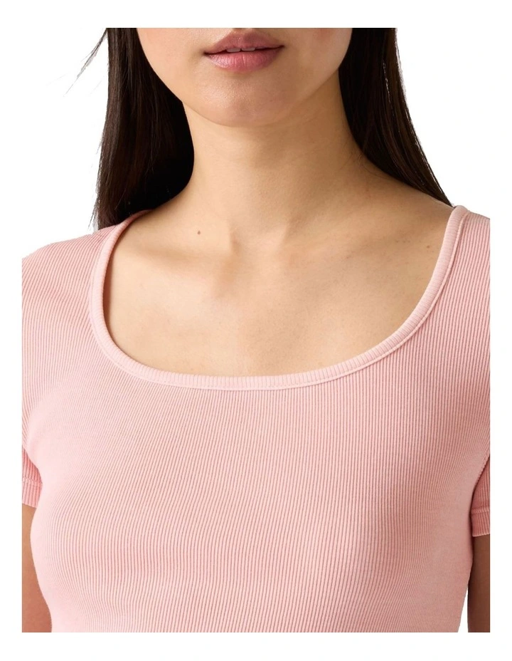 Essential Square Neck Tee in Peachskin image 3