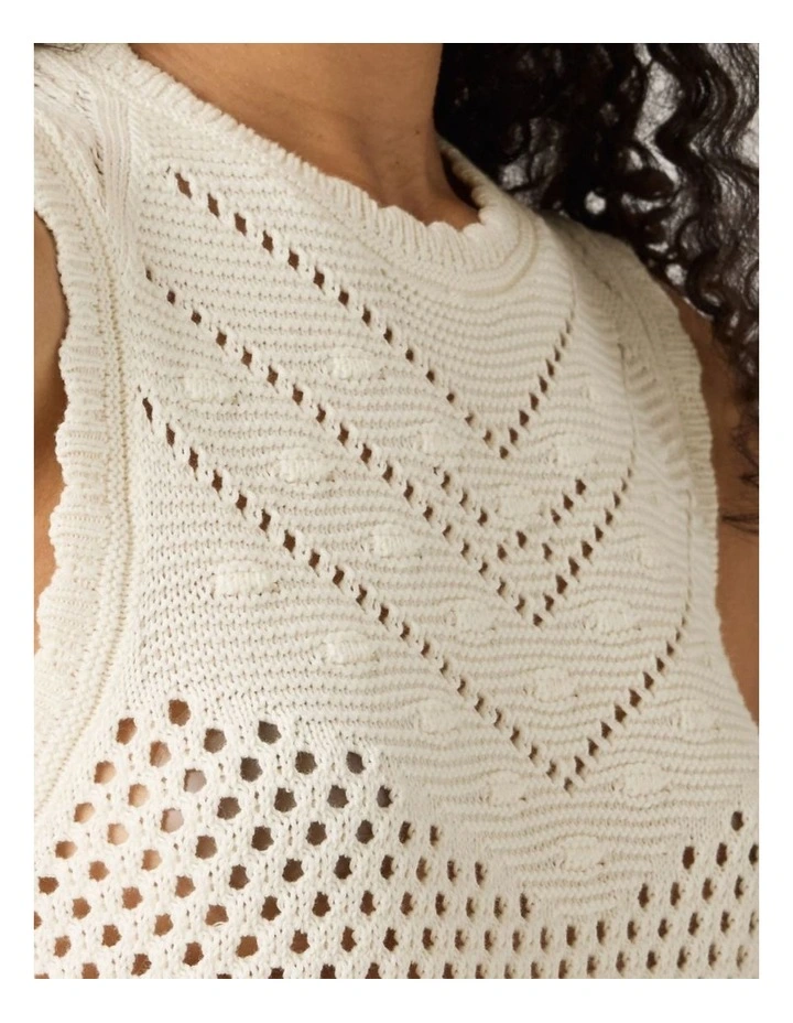 Adrienne Crochet Tank in Egret image 3