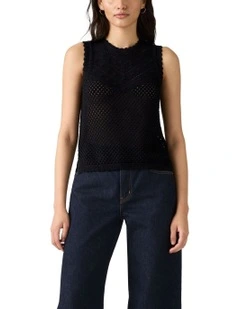 Adrienne Crochet Tank in Anthracite Night