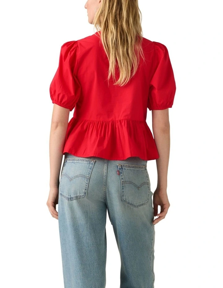 Thalia Short-Sleeve Top in True Red image 2