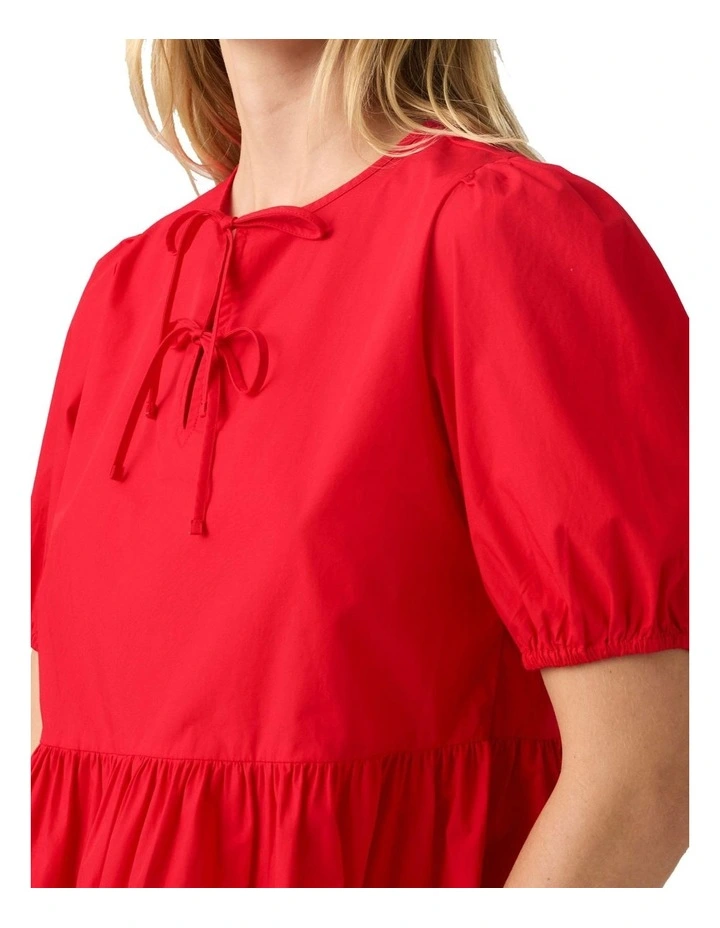 Thalia Short-Sleeve Top in True Red image 3