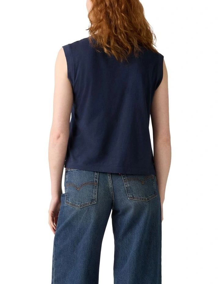 Graphic Boxy Tank in Navy image 2