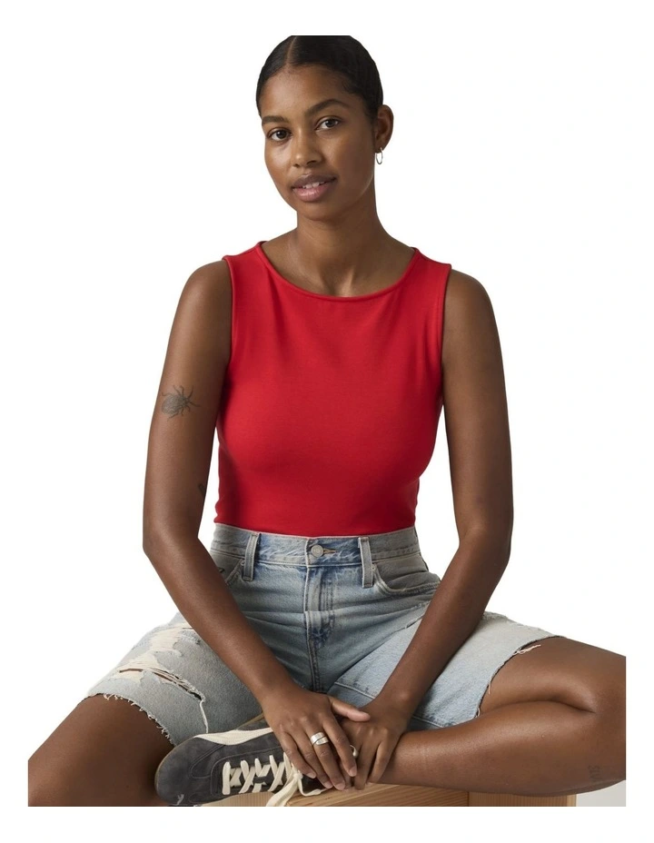 Blair Boatneck Top in Urban Red image 3