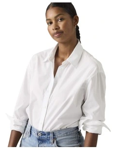 Cropped Harlie Shirt in Bright White