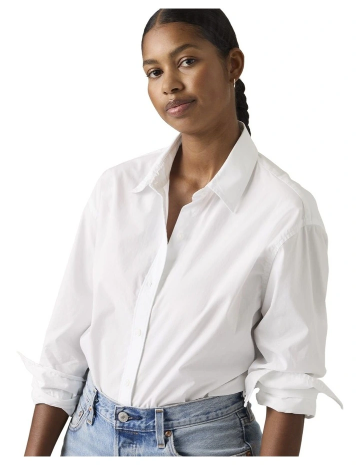 Cropped Harlie Shirt in Bright White image 1