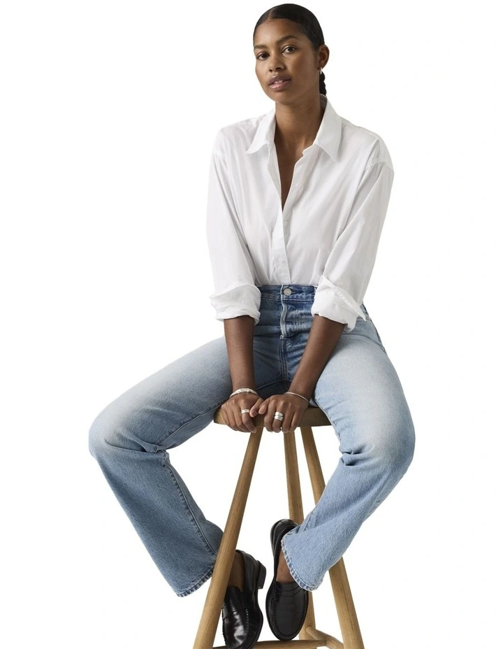 Cropped Harlie Shirt in Bright White image 3