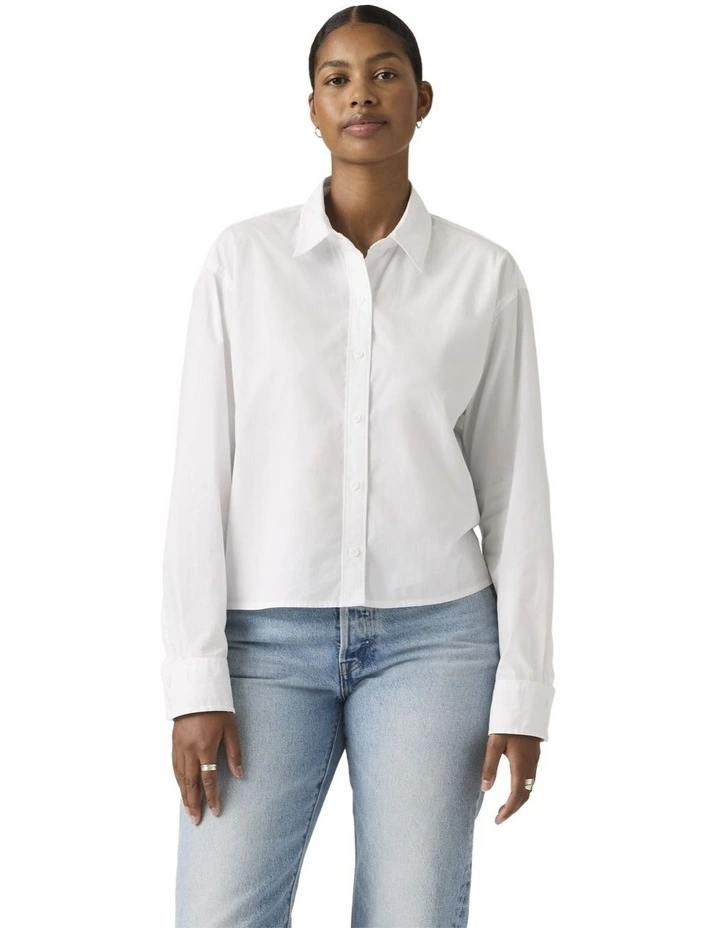 Cropped Harlie Shirt in Bright White image 4