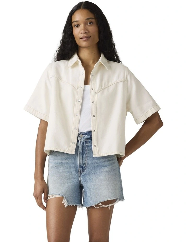 Logan Short-Sleeve Denim Shirt in Truth Slip image 1