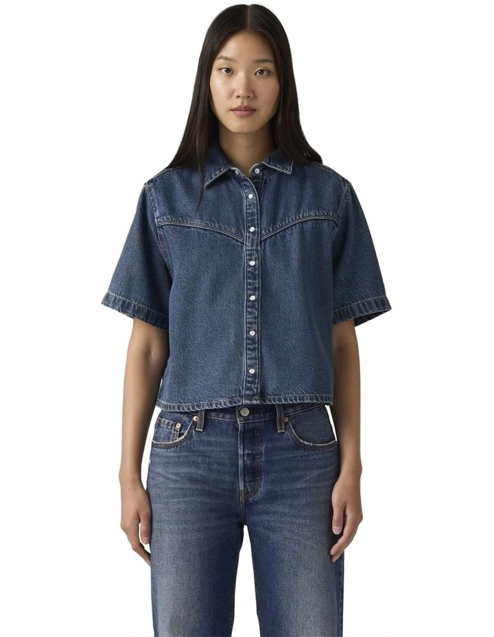 Logan Short-Sleeve Denim Shirt in Tinted Times image 1