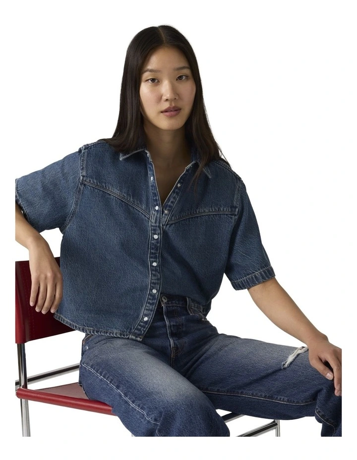 Logan Short-Sleeve Denim Shirt in Tinted Times image 4