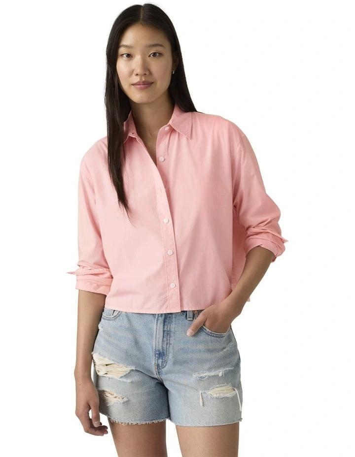 Cropped Harlie Shirt in Coral Blush image 1