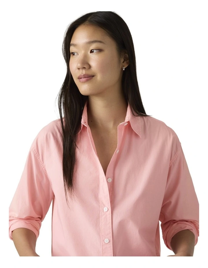 Cropped Harlie Shirt in Coral Blush image 3