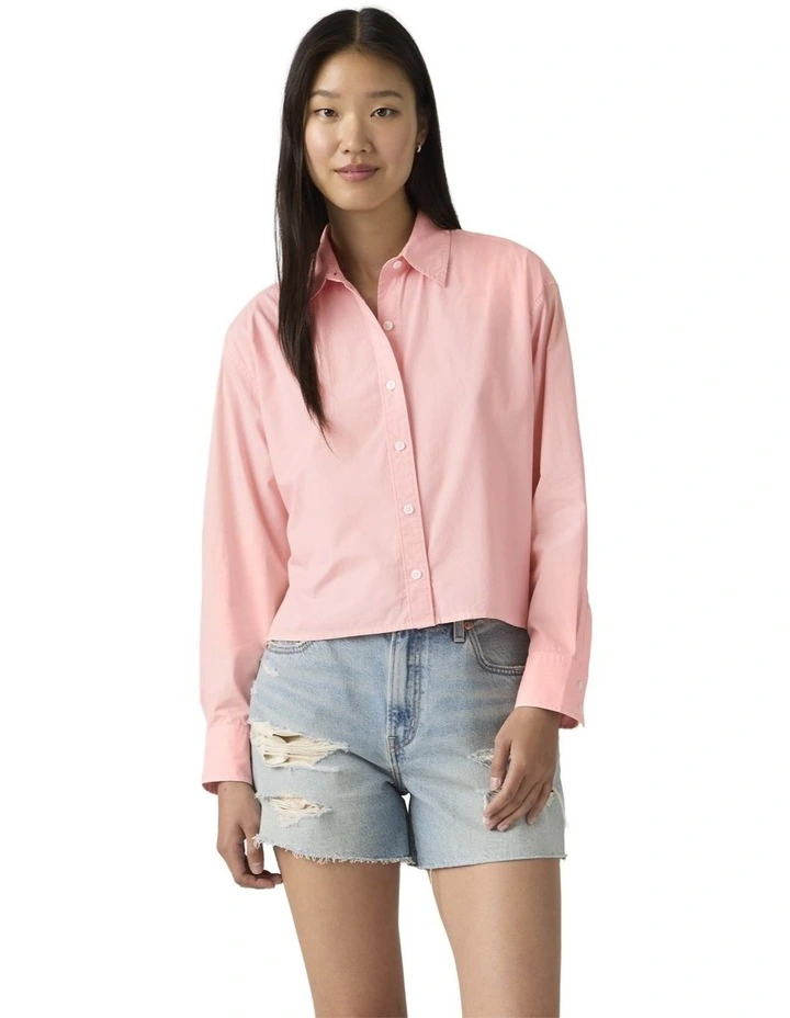 Cropped Harlie Shirt in Coral Blush image 4
