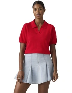 Supersoft Polo Sweater in True Red