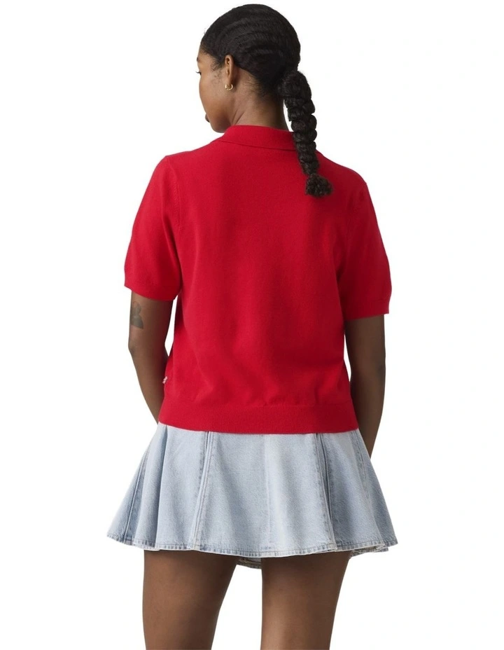 Supersoft Polo Sweater in True Red image 2