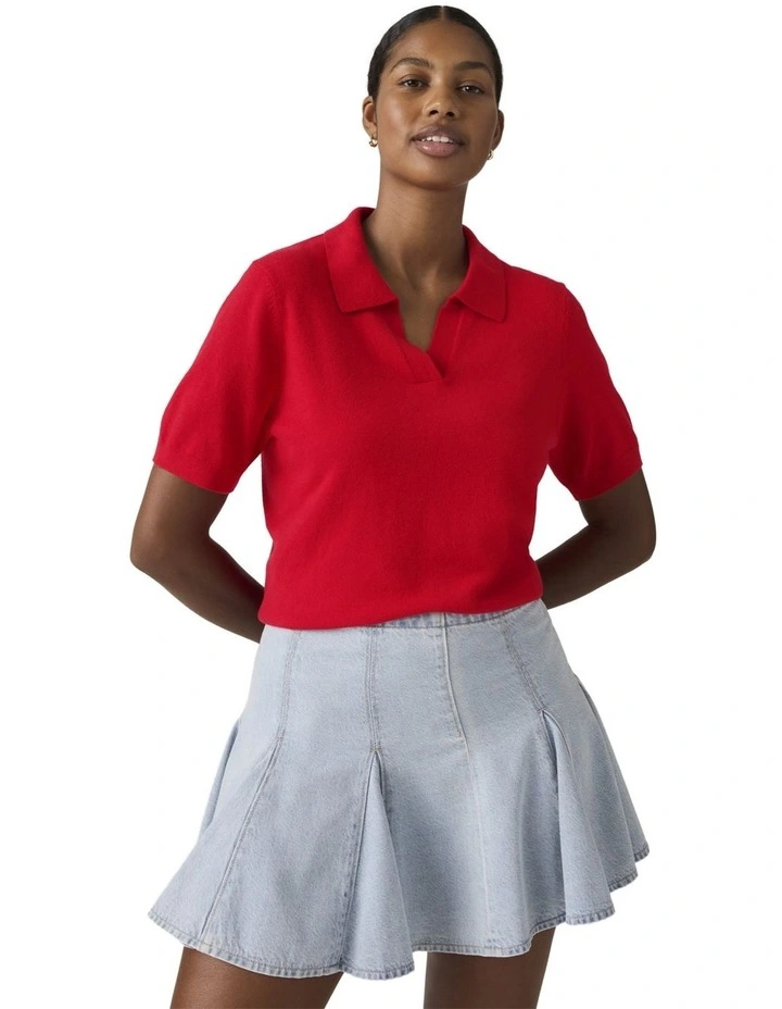 Supersoft Polo Sweater in True Red image 4