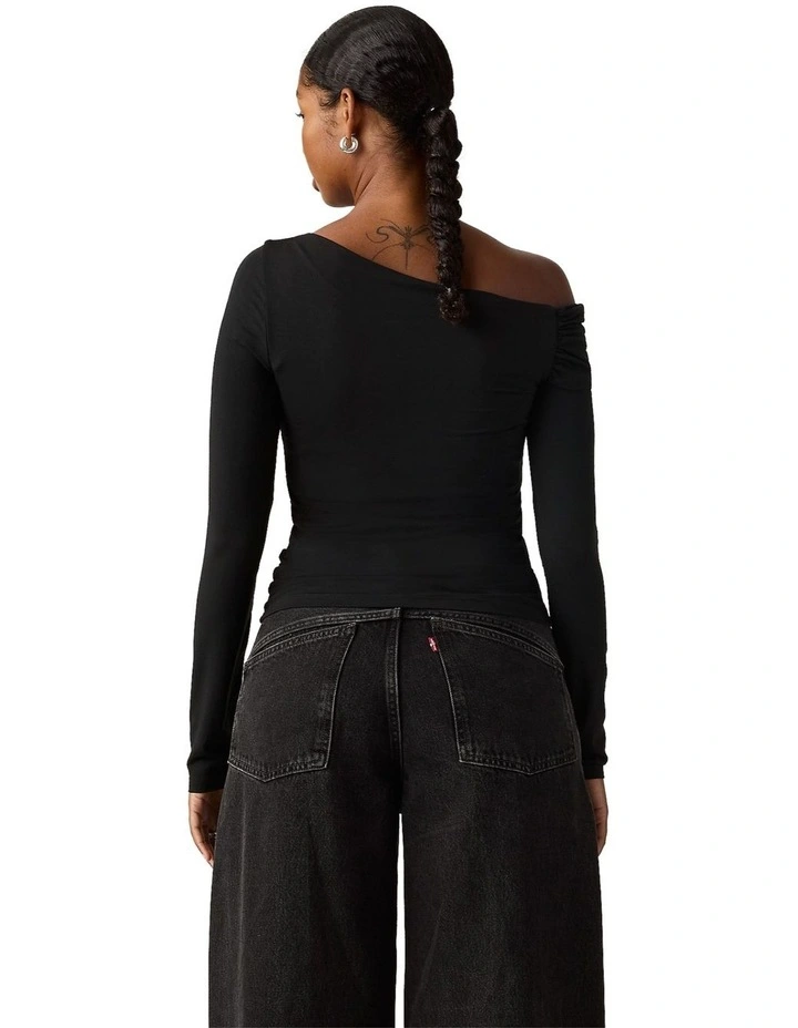 Clara Off Shoulder Long-Sleeve Top in Anthracite Night image 2