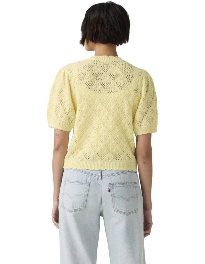 Pauline Pointelle Short-Sleeve Cardigan in French Vanilla image 2