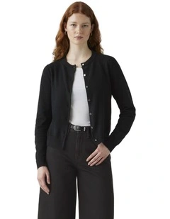 Supersoft Crewneck Cardigan in Anthracite Night