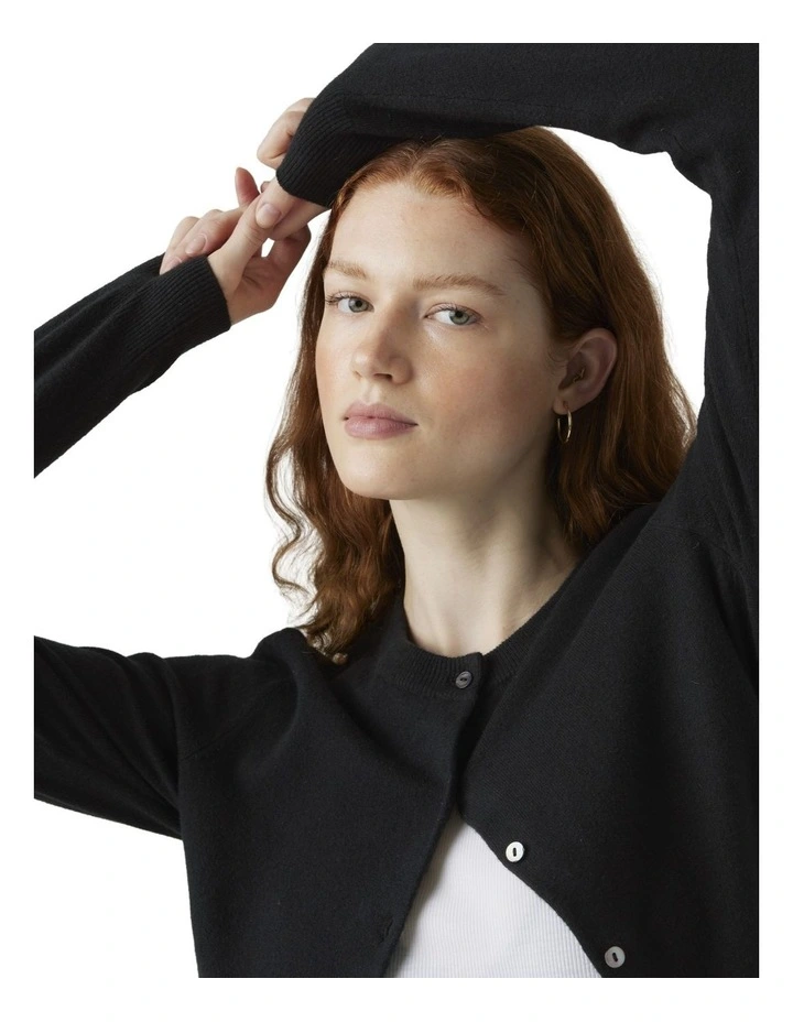 Supersoft Crewneck Cardigan in Anthracite Night image 3